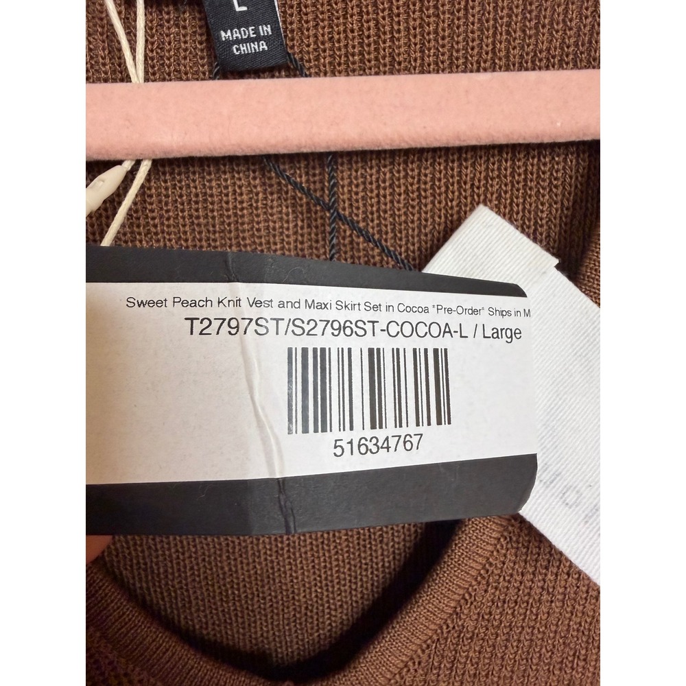 Miou Muse Sweet Peach Knit Vest Cocoa Brown Button Front Cropped Top L T2797ST - Picture 4 of 7